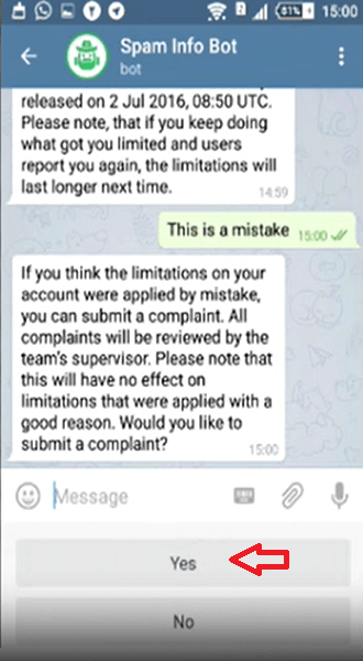 رفع ریپورت تلگرام باربات
