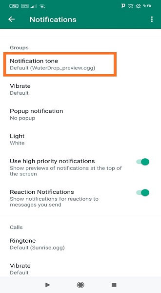 تنظیمات بی صدا کردن اعلان گروه ها در واتساپ اندروید