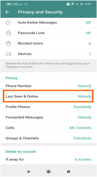 طریقه مخفی کردن زمان آنلاین در تلگرام 