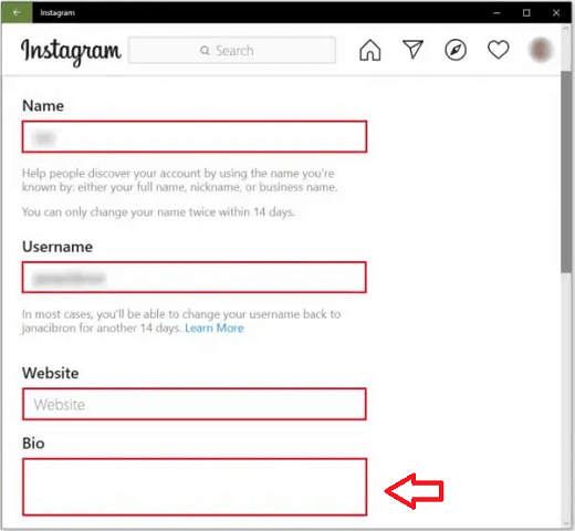 نحوه تغییر بیو اینستاگرام در ویندوز