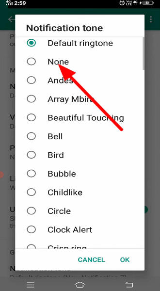 تنظیمات بی صدا کردن اعلان پیام های واتساپ در اندروید