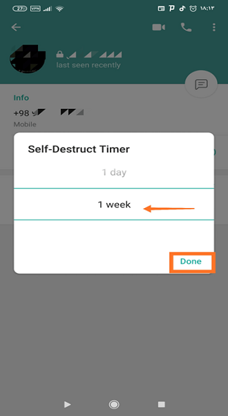 نحوه ی کارکرد گزینه self-destruct timer