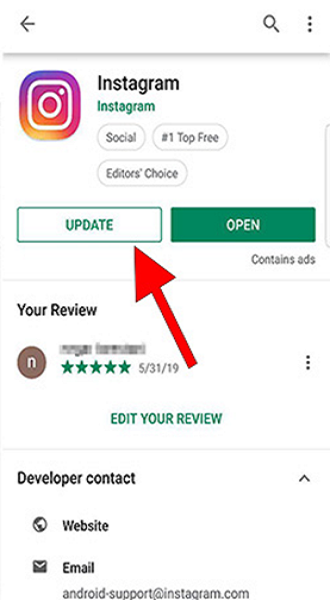 طریقه غیر فعال کردن بروز رسانی اینستاگرام با مراجعه به گوگل پلی
