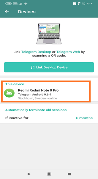 مراحل دیدن دیوایس هایی که اکانت تلگرام روی آن فعال است 