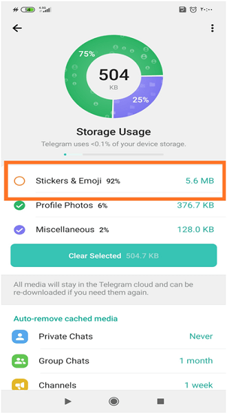 طریقه پاک کردن حافظه کش تلگرام در اندروید