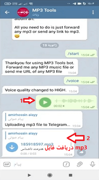 طریقه استفاده ازربات برای دانلود ویس تلگرام