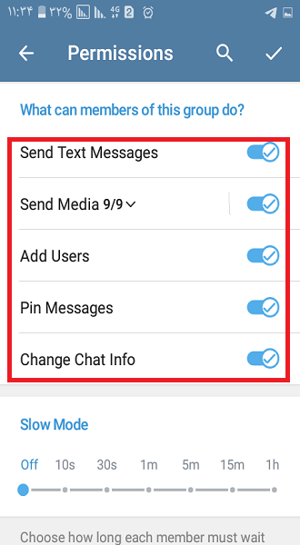 انتخاب حالت های نمایش داده شده برای ارسال پیام