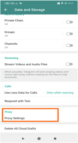تنظیمات پروکسی تلگرام در اندروید